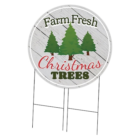 Signmission Farm Fresh Trees Double Sided Corrugated Plastic Circle Yard Sign, C-36-CIR-DS-WS-Farm Fresh Trees C-36-CIR-DS-WS-Farm Fresh Trees