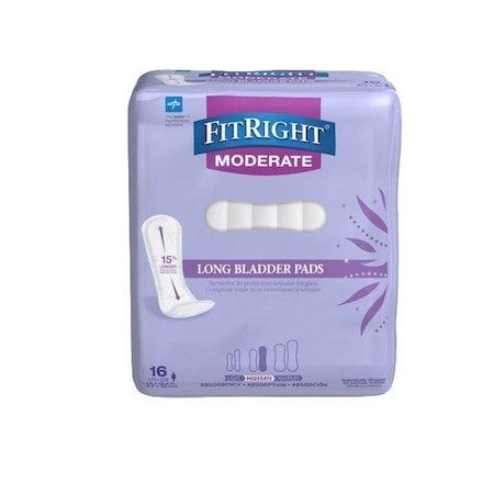 Medline FitRight ActivEdge Bladder Control Pad, Moderate Long, 3.5in x 12.5in, 144PK FBC1025