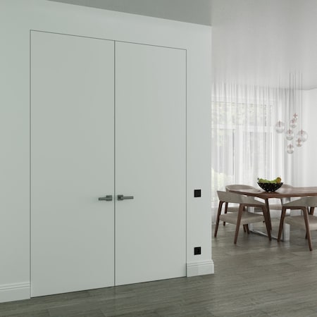 Sartodoors Hidden Double Doors, Planum 0010 Primed White with Concealed White Metal Frame 84" x 80" (2* 42x80) PLANUM0010DMF-PRI-84x80-LH-I