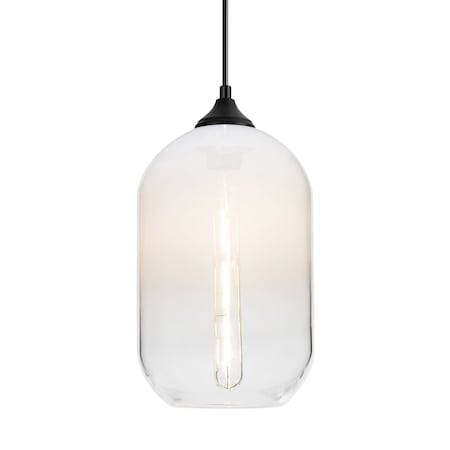 Besa Lighting Besa Omega 12 Outdoor Pendant, White/Clear, Black Finish, 1x 5W LED Filament OP-OMEGA12WH-EDIL-BK