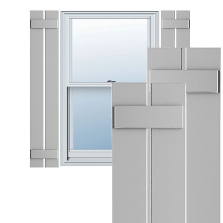 Ekena Millwork True Fit PVC Two Board Spaced Board-n-Batten Shutters, Hailstorm Gray, 11 1/4W x 35H, PR TFP101SBF11X035ST