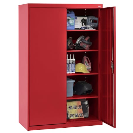 Sandusky Lee Storage Cabinet, 72 in H, 46 in W, 24 in D, Recessed, Keyed, Red, 4 Shelves EA4R462472-01