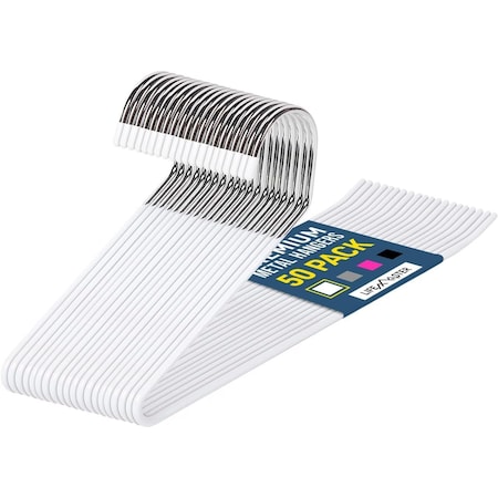 Lifemaster White Metal Non-Slip Pants Hangers, Heavy Duty, Space-Saving, 50PK LMMTWHT50