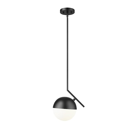 Z-Lite Realm Sphere 1 Light Pendant, Matte Black/Matte Opal, 10.75 In W x 11.25 In H 7517P11-MB