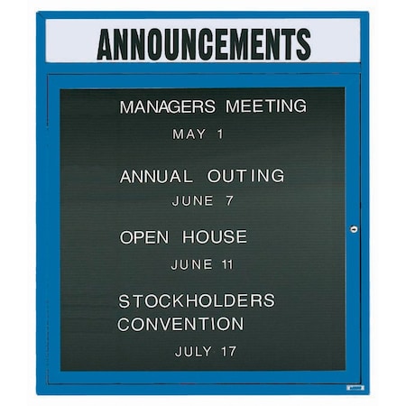 Aarco Outdoor Enclosed Directory w/ Al Frame Header, Powder Coated Blue, 36''Hx30''W OADC3630HB