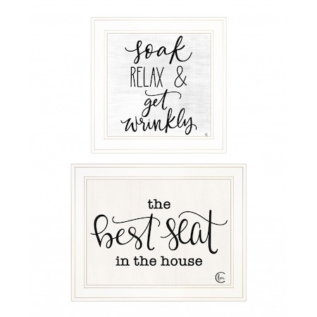 Homeroots Set Of Two The Best Seat in the House 1 White Framed Print Bathroom Wall Art, 2PK 408204