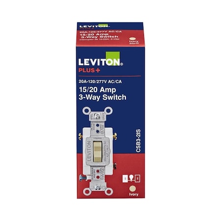 Leviton 20 amps 3-Way Toggle AC Quiet Switch Ivory 0CSB3-2IS