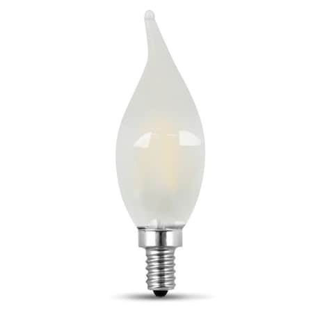 Feit Electric LED Light Bulb, Decorative, Flame Tip, 60 W Equivalent, Candelabra Lamp Base, Dimmable BPCFF60950CAFIL/2