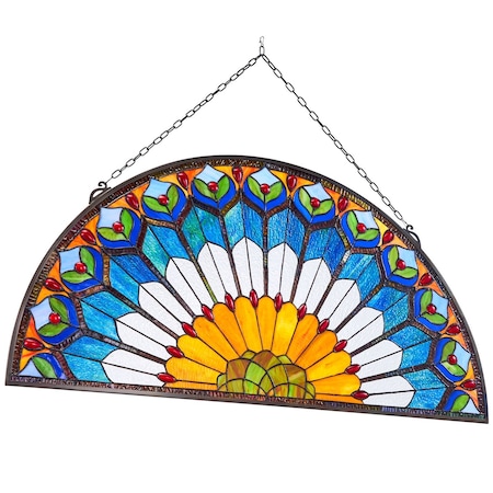 Vevor Stained Glass Tiffany Style Hanging Window Panel with Chain 36 x 18 Inches NC-SG01