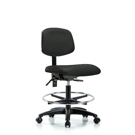 Blue Ridge Ergonomics Chair, Vin, Med Bench, Tilt CF Casters, Blk, No Arms, 22" to 29" Height, Black BR-VMBCH-RG-T1-A0-CF-RC-8540