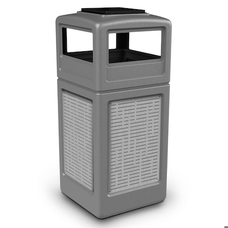 Commercial Zone Products 42-gallon w/ HORZ LINES, Ashtray-Lid, Gray 7330067K