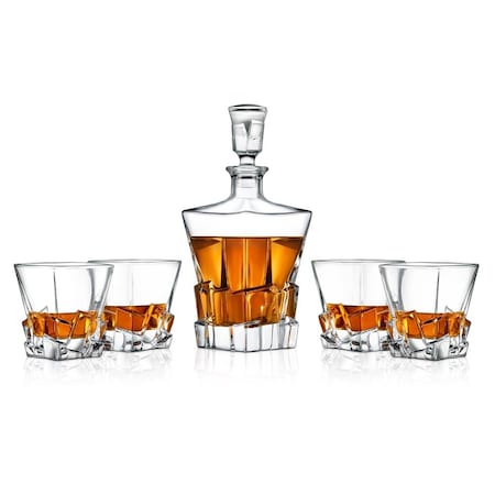 Nutrichef Home Bar Whiskey Decanter Set, Glass Decanter with Four 800ml Whiskey Glasses, Elegantly Styled with NCGD4C168