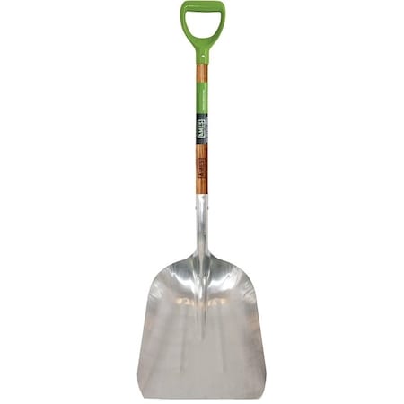 Ames Scoop Shovel, 14-1/2 in W x 10 in L Aluminum Blade, Hardwood Handle W/ D-Grip 2672300
