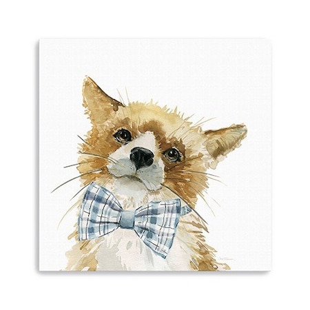 Homeroots 40" x 40" Watercolor Cutie Bow Tie Fox Canvas Wall Art 398858