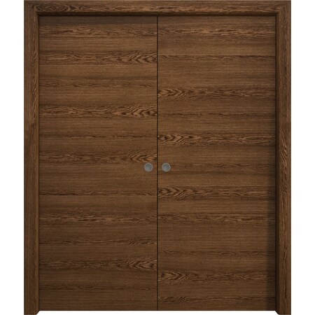 Sartodoors Sliding French Double Pocket Doors 36 x 80 inches, Ego 5000 Cognac Oak Veneer, Kit Rail Hardware , EGO5000DP-DKO-36