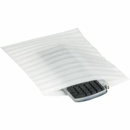 Partners Brand Flush Cut Foam Pouches, 8" x 12", White, PK150 FP812