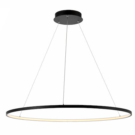 Jonathan Y Brice 35" Modern Contemporary Metal Round Integrated LED Pendant, Matte Black JYL7220A