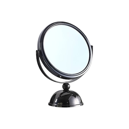 Homeroots 9" Black Round Metal Framed Makeup Shaving Tabletop Mirror 468358