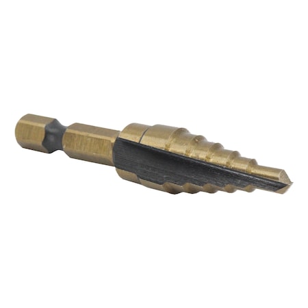 Drill America No 2 HSS Black & Gold Quick Change Hex Shank Step Drill Bit (3/16" - 1/2" by 1/16") STE2HEX