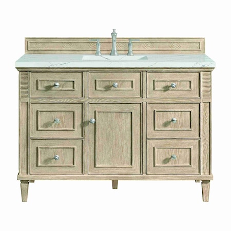 James Martin Vanities Lorelai 48'' S Vanity, Whitewashed Oak w/ Ethereal Noctis Silestone Top w/FreePower Wireless Charger 424-V48-WWO-FENC