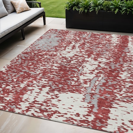Homeroots 5' X 8' Burgundy And Ivory Abstract Washable Indoor Outdoor Area Rug 612942