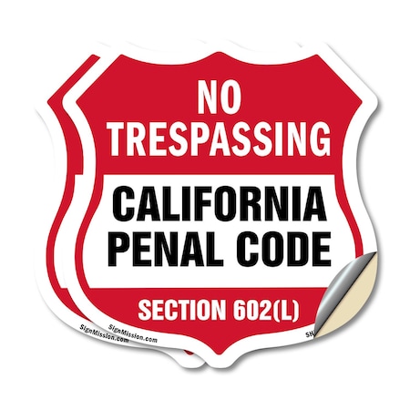 Signmission California No Trespassing Shield Sign Ca, 18 inch X 18 inch, Vinyl Decal, 2PK SHI-D-2PACK-18-368
