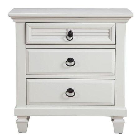 Homeroots 28" White Wood Three Drawer Nightstand 399249