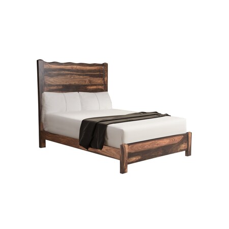 Homeroots Walnut Live Edge Solid Wood Queen Bed Frame 520901