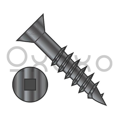 Oxoxo 8X2 Flat Head (no nibs) Square Drive Deep Thread Wood Screw 2/3 Threaded Black Ox, 3500PK 503999