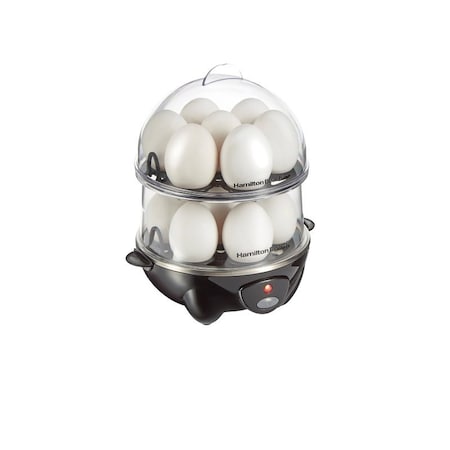 Hamilton Beach 3-in-1 Egg Cooker, 14 Eggs, 300 W, Plastic, Black 25508G