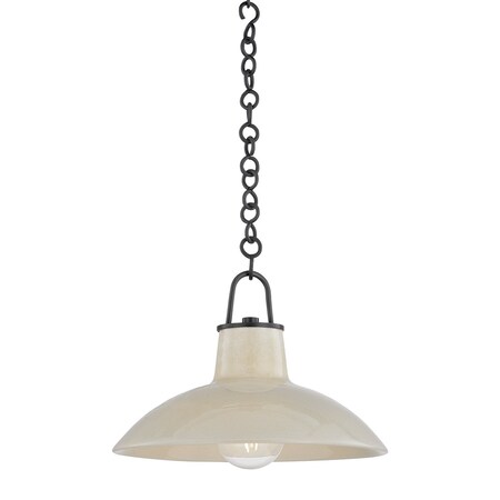 Hudson Valley Lighting Pottersville 12.5 in. Pendant Distressed Bronze/Ceramic Ivory Crackle 1914-DB/CIC