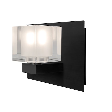 Besa Lighting Besa, Bolo Vanity, Clear/Frost, Black Finish, 1x3W LED 1WF-BOLOFR-LED-BK