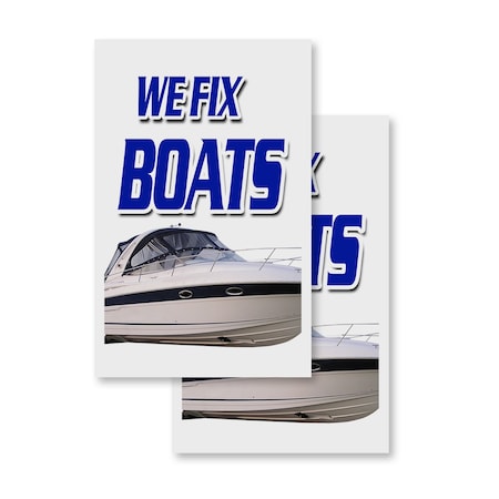 Signmission We Fix Boats, Vinyl Decals Only 24 Inch x 36 Inch, Vinyl Decal, 2PK DSB-2436-2PACK-We Fix Boats