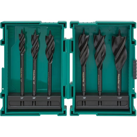 Grizzly Pro Speed Boring Bit Set, Quick-Release Hex Shank, 3-Flute, 6-Piece T33847