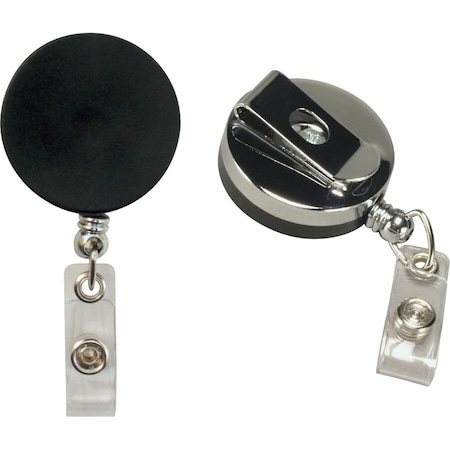 Baumgartens Reel, Id Card, W/Nylon Cord, Black, Plastic, Badge Holder 68814