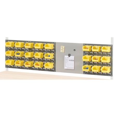 Global Industrial (1)18" and (1) 36" Louver and (1)18" Steel Panel w/24 Yellow Bins For 72" Bench 651452