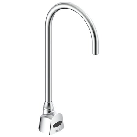 Delta Commercial 1500T Series Deckmount Electronic Se Gooseneck Faucet, Battery, 1.5Gpm In Chrome 1501TF3370