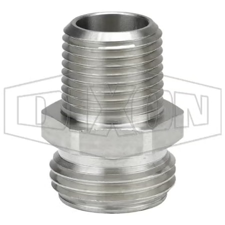 Dixon The Right Connection Garden Hose Adapter, 3/4-11-1/2 x 1/2-14 Nominal, MGHT x MNPT End Style, Domes 5081208SS