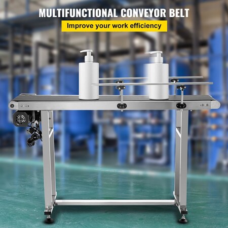 Vevor Belt Conveyor PVC Stainless Steel Belt Conveyor 59"x19.7" Double Guardrail MS15050