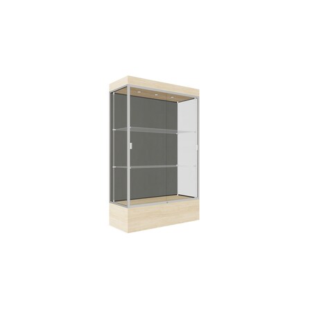 Ghent Lighted Floor Display Case 48x76x20, 12" Base, Satin 94LFSL-SN-BGW