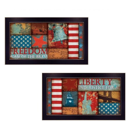 Homeroots Set Of Two Liberty and Freedom Black Framed Print Wall Art, 2PK 405740