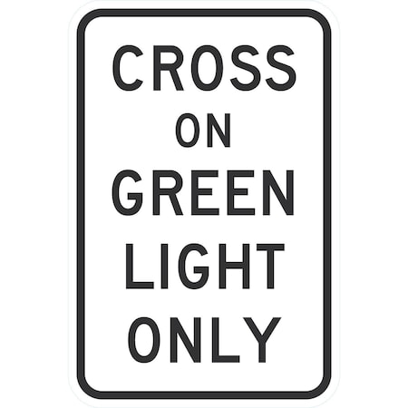 Lyle R10-1, Cross On Green Light Only, 12x18, High Intensity Prismatic, White G-4224-HI_12x18