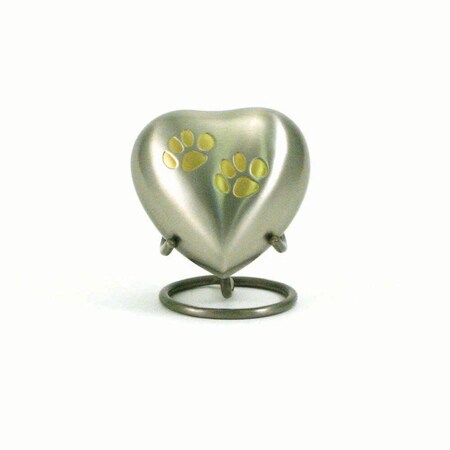 Jorgensen Laboratories Jorvet Double Paw Heart Urn, Pewter/Brass J0316DPH