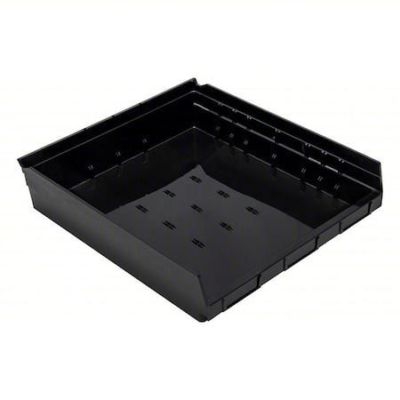 Quantum Storage Systems Economy nesting shelf bin, Plastic, Black, 4 in H, 16 1/2 in W, 17 7/8 in L QSB122BK