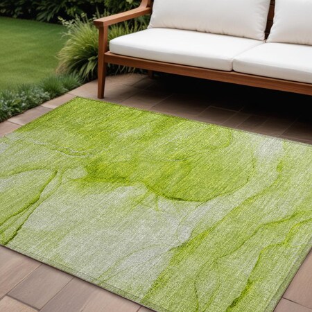 Homeroots 8' X 10' Green Abstract Washable Non Skid Indoor Outdoor Area Rug 559745
