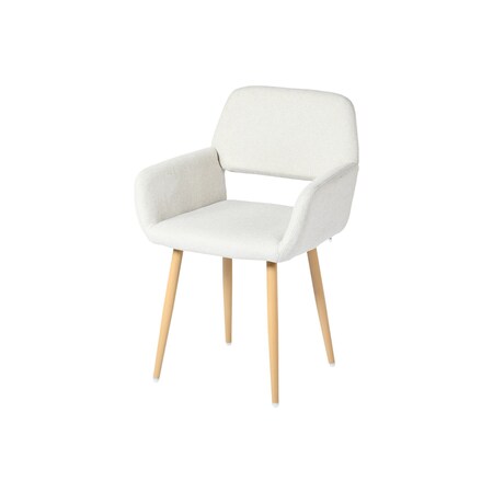 Homeroots Set of Two Beige and Oak Fabric and Steel Dining Arm Chairs, 2PK 719406