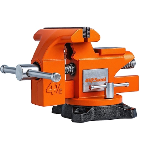 Av Steel 4-1/2in Bench Vise, 240 Degrees Swivel Locking Base, Anvil AV-800100