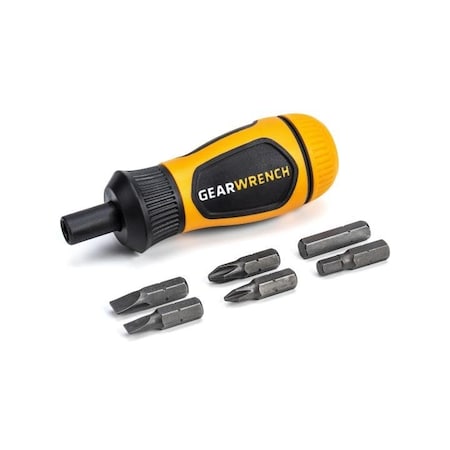 Gearwrench Multi-Bit Dr, Stubby Ratcheting, 6 in 1 80061R