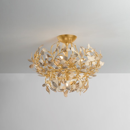 Hudson Valley Lighting Maybrook Semi Flush in Vintage Gold Leaf 4454-VGL