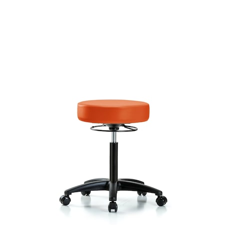 Blue Ridge Ergonomics Bench Stool, Med, Vinyl, Casters, Orange BR-VMBSO-RG-NF-RC-8613